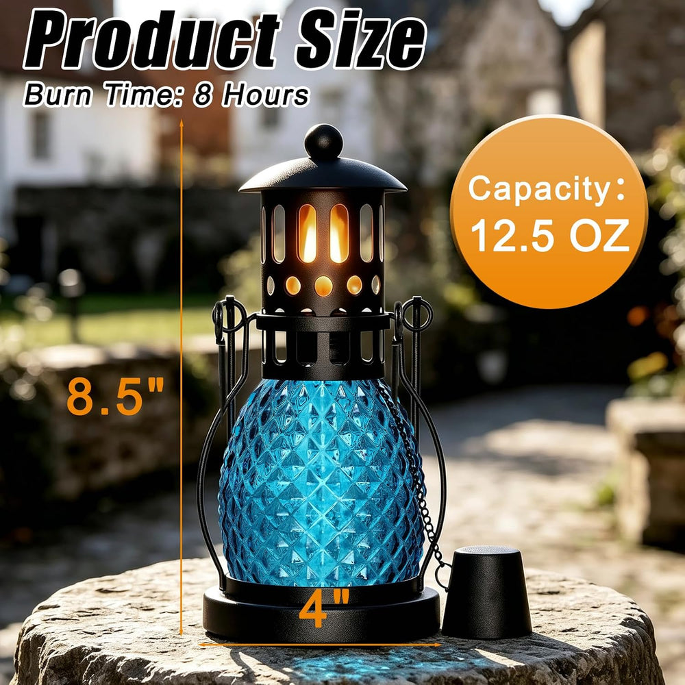 4 Pack Citronella Torches for Outside 12.5 oz Glass Table Top Torches(Blue)