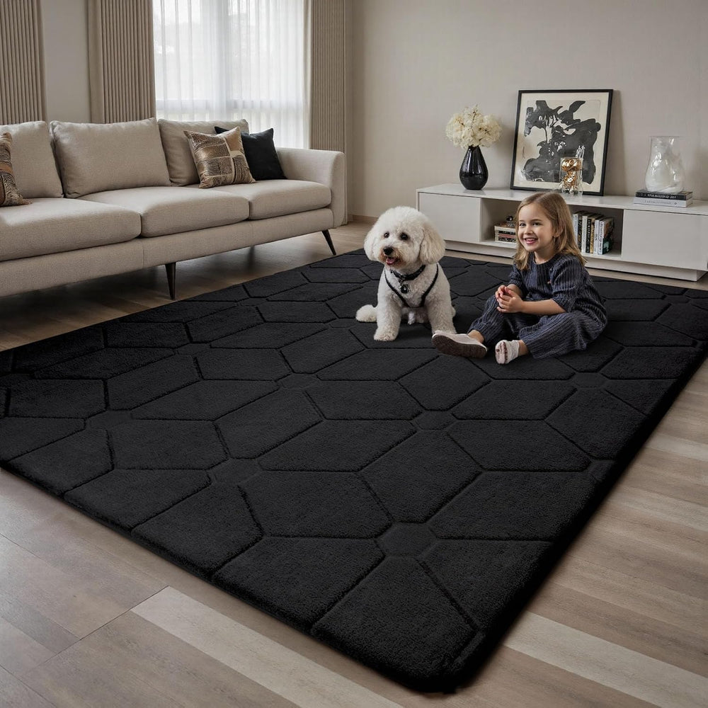 Sour Lemon Area Rugs 10x14 Living Room Bedroom, Exta Large Carpet Black