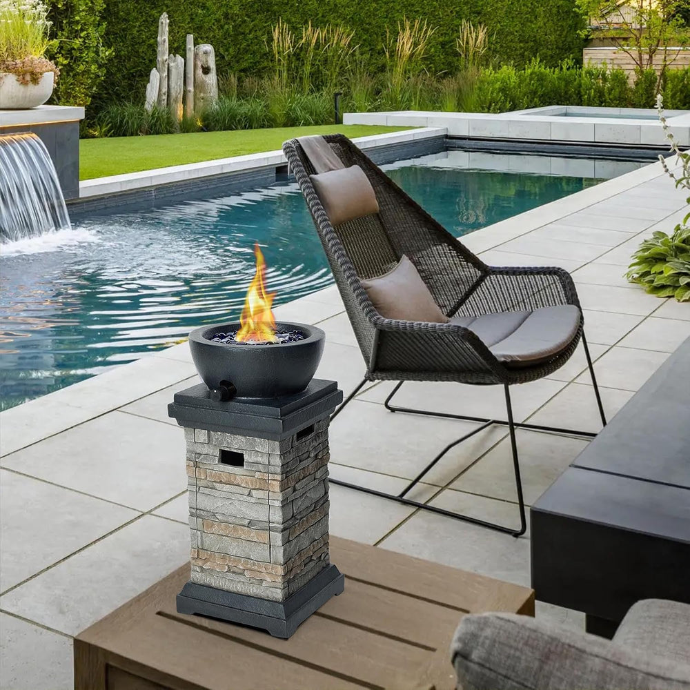 1 lb Bowl Gas Fire Pit, 10,000 BTU Propane Fire Pit, Outdoor Firepit for Outd...