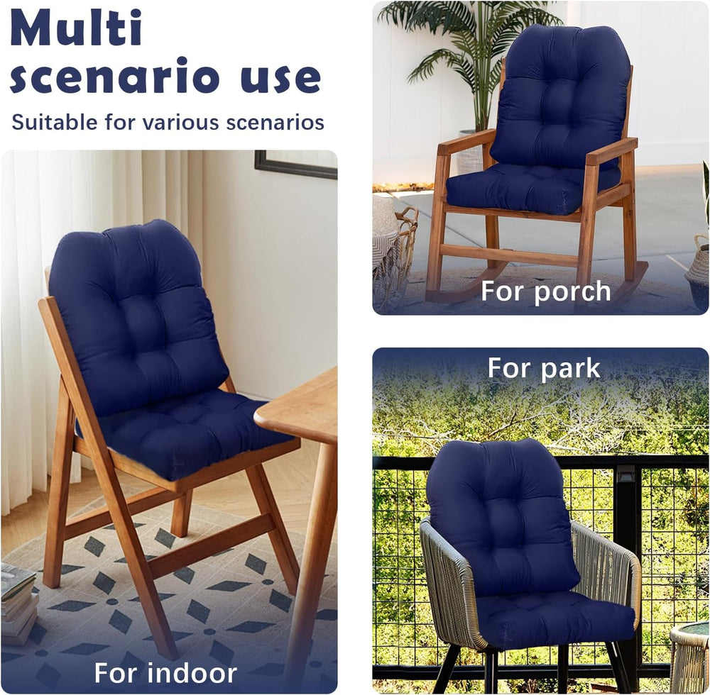 Waterproof Outdoor Chair Cushion Set of 2 Black Outdoor Wicker Patio Seat Pad...