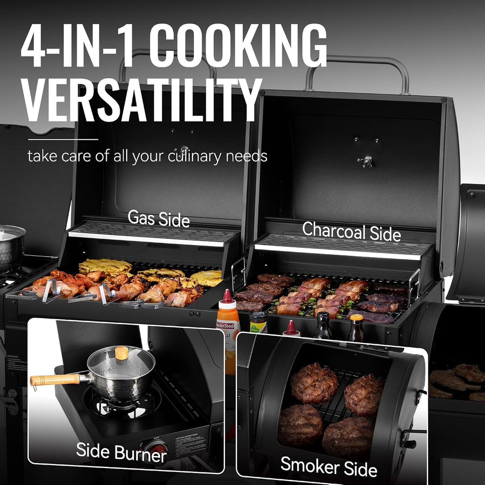 ZH3005Y 2-Burner Gas & Charcoal Grill Combo with Offset Smoker