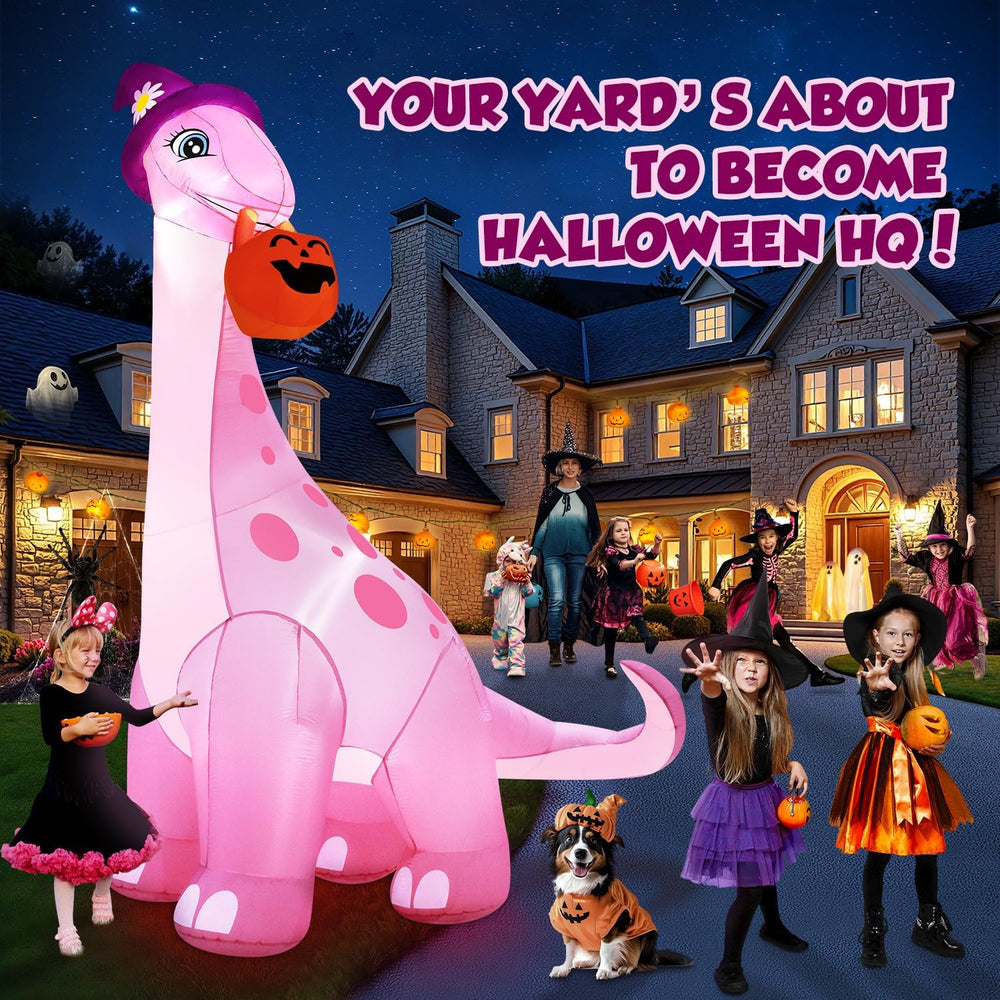 zukakii 13FT Giant Halloween Inflatables Decorations Outdoor Pink Dinosaur, H...