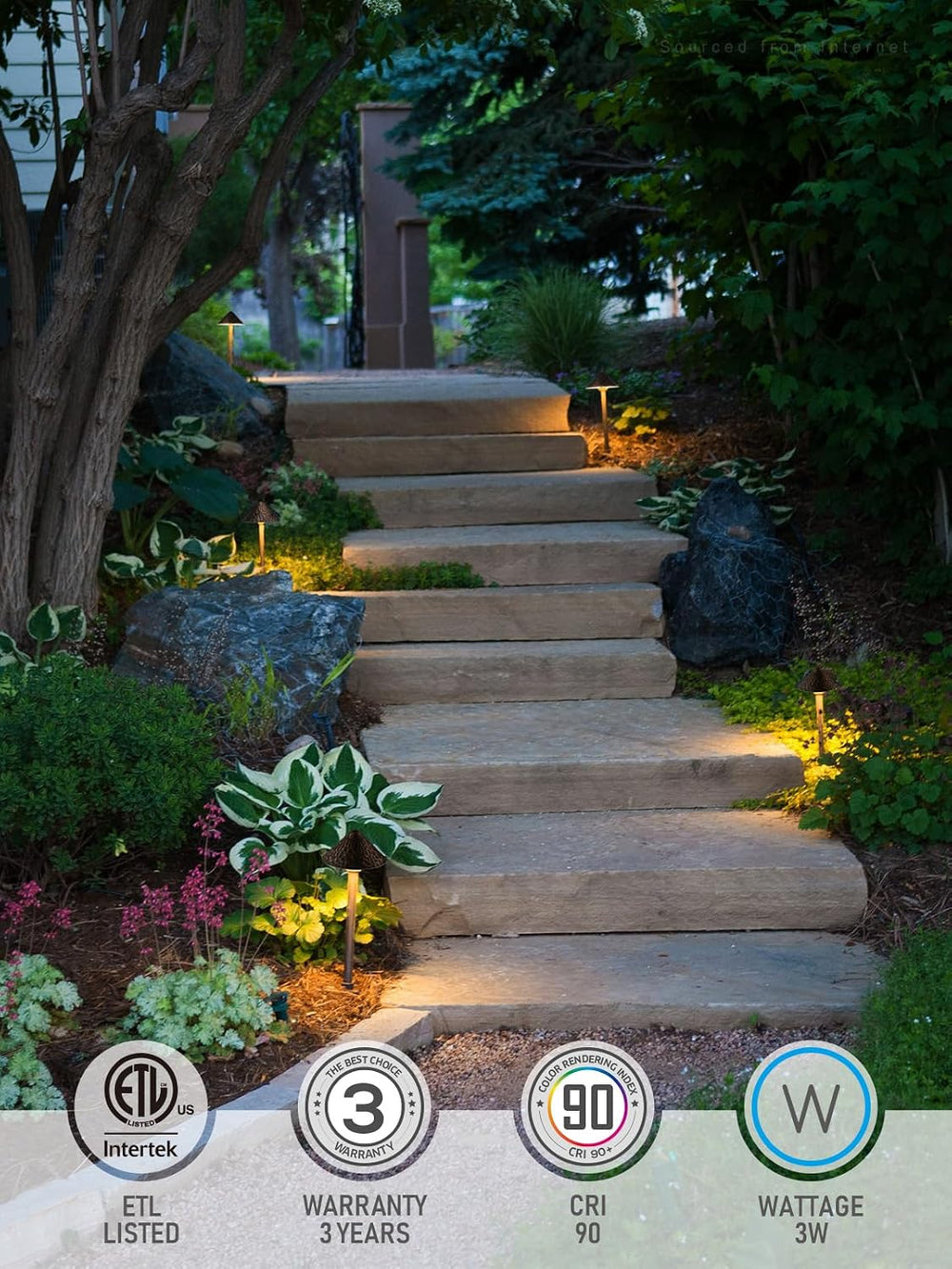LEONLITE 4-Pack 3000K Low Voltage LED Path Light Vintage Golden Texture