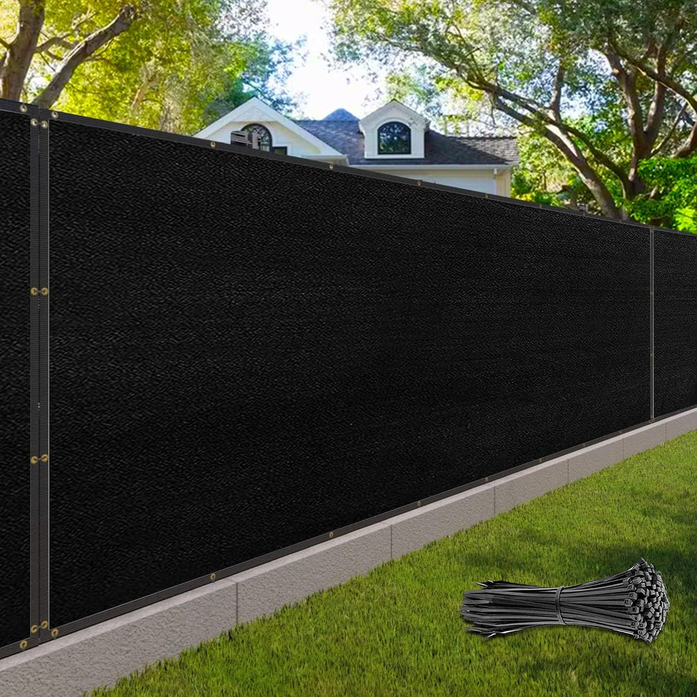 6' x 19' Black Fence Privacy Screen Commercial Grade Heavy Duty Black...