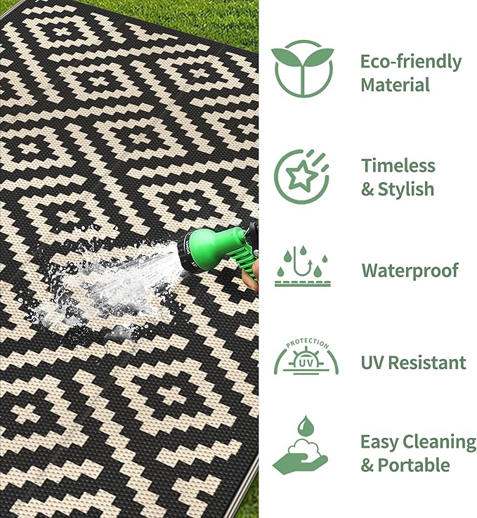 GENIMO Outdoor Rug for Patio Clearance,6'x9' Waterproof Mat,Reversibl...