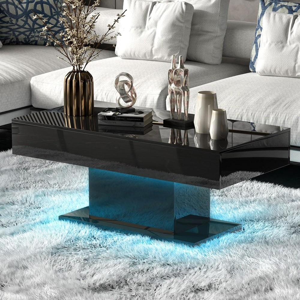 HedoAjim Led Coffee Table for Living Room, Living Room Table Rectangular Cent...