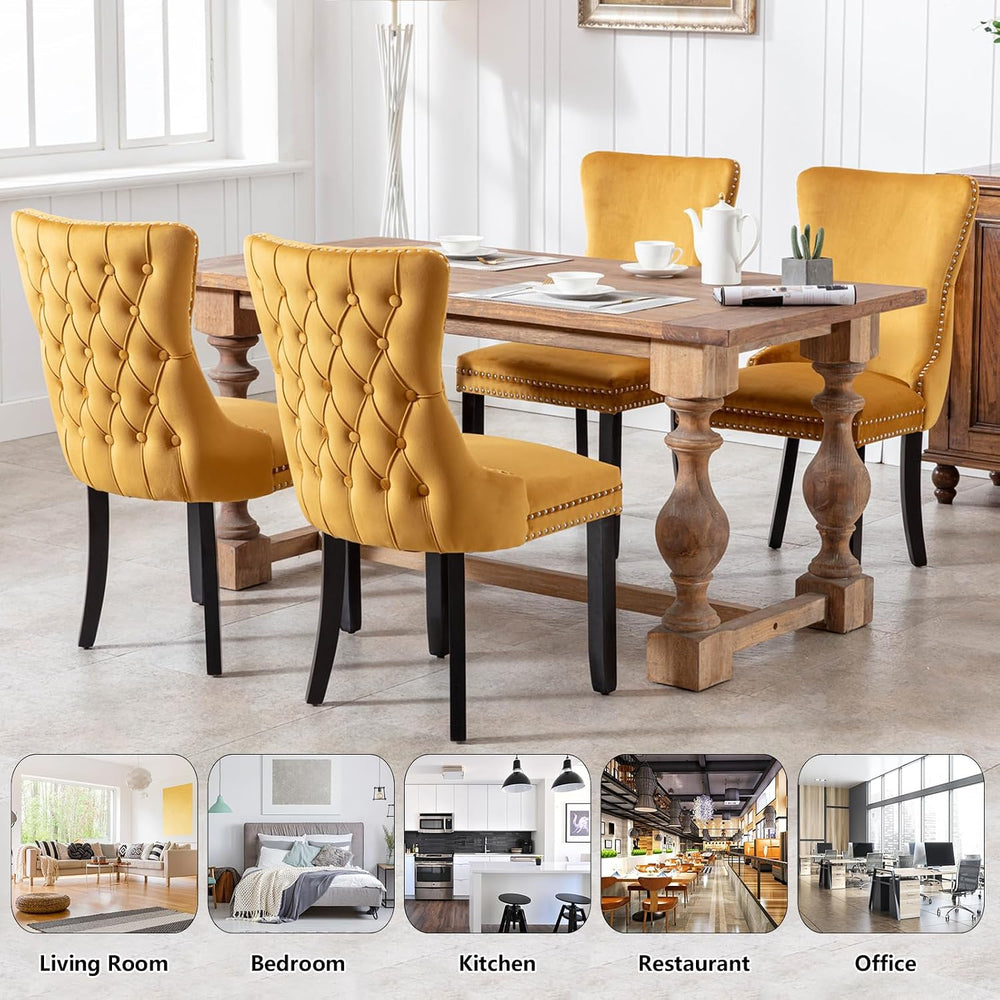 Setawix Velvet Upholstered Dining Chair Set of 6,Modern Mid Century Kitchen A...