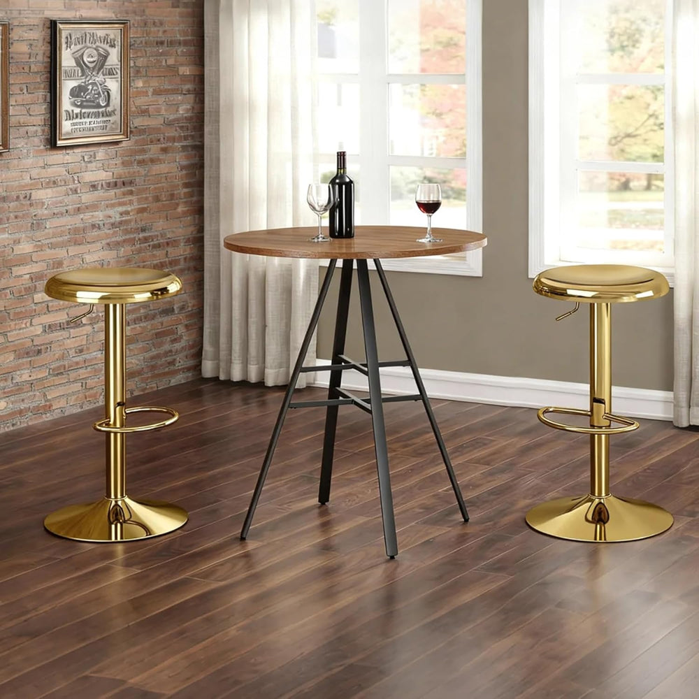 CAROLMADE Bar Stools Set of 2, Adjustable Metal Bar stools Swivel Counter Hei...