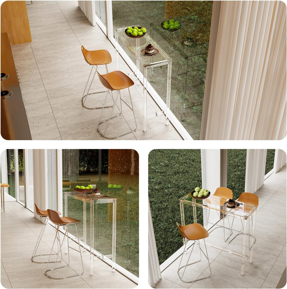 Sumerflos Acrylic Counter Height Table - 39" Clear Bar Table Rectangular...