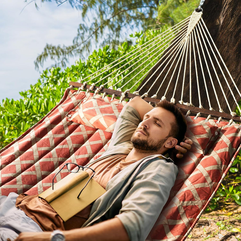 Quilted Double Hammock, Fade‑Resistant Fabric, 600 LBS Capacity