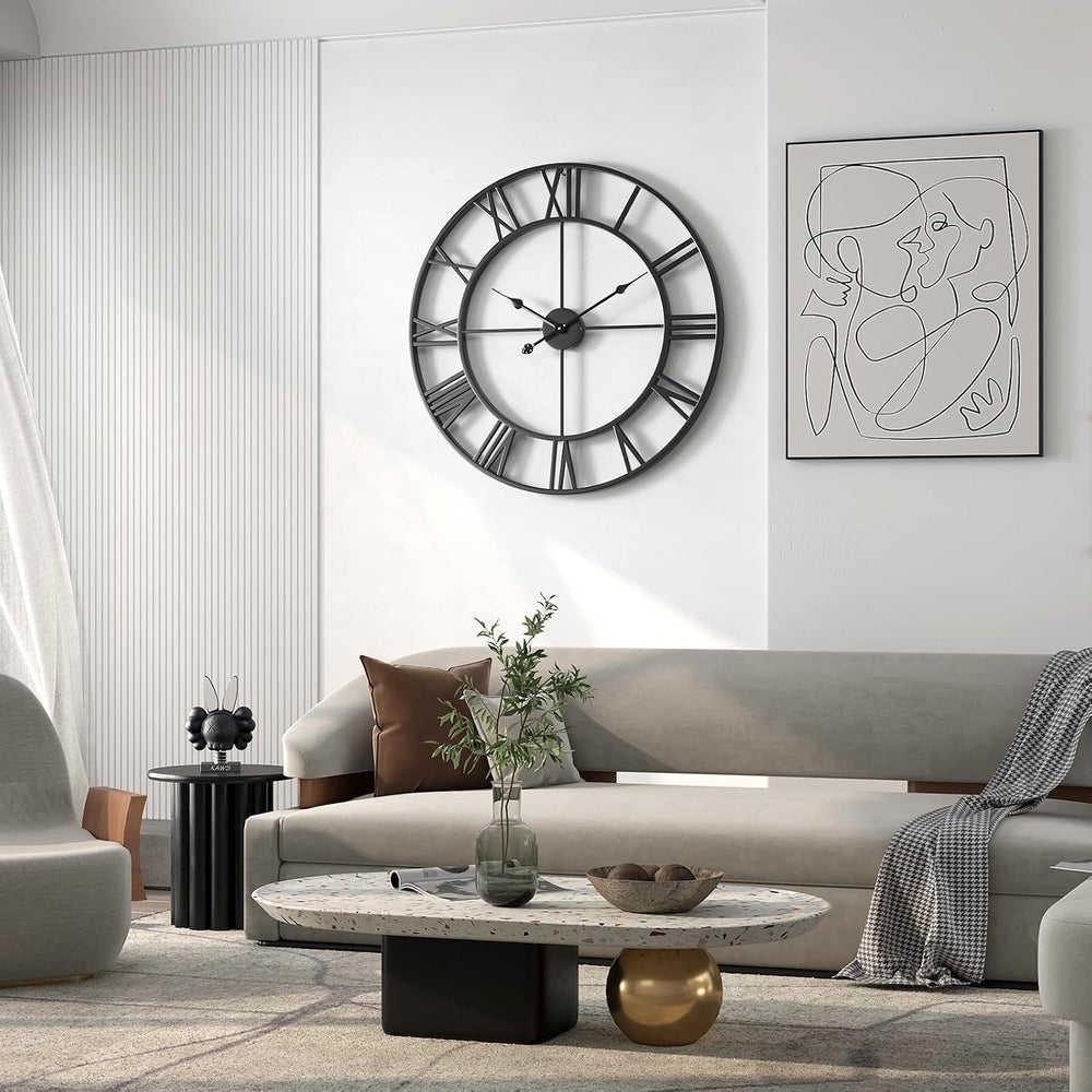 Large Outdoor Indoor Waterproof Metal Wall Clock, Completely Silent, 24 inch ...
