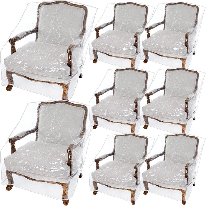 Woanger 8 Packs Plastic Patio Chair Covers Furniture Waterproof Dust Proof