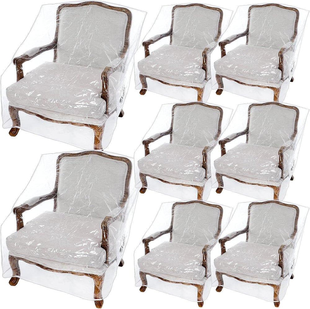 Woanger 8 Packs Plastic Patio Chair Covers Furniture Waterproof Dust Proof