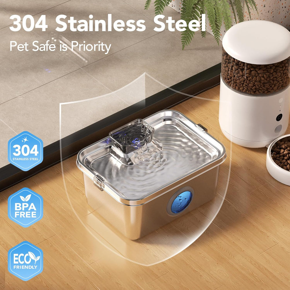 PETIMI Dog Water Fountain, 3 Gallons Stainless Steel Dog & Cat Water Foun...