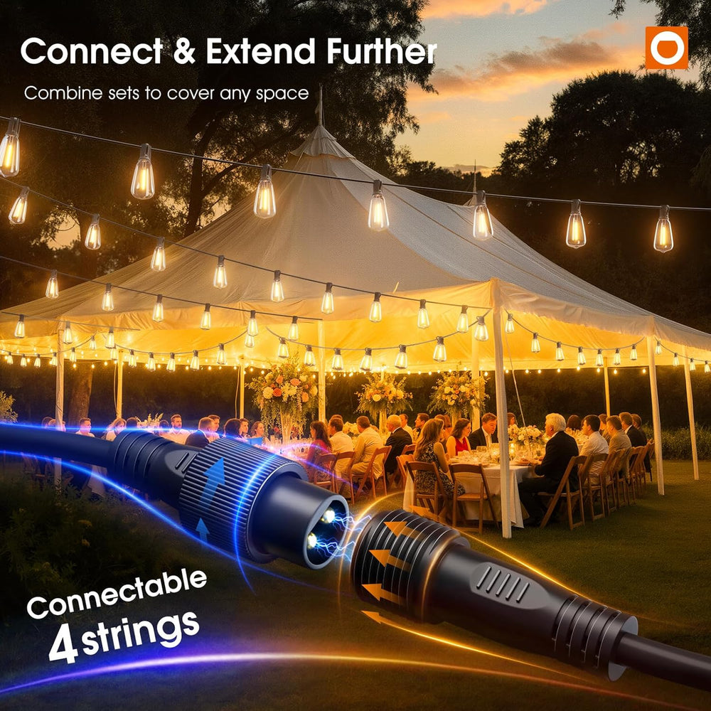 addlon 200(50FT*4) Outdoor String Lights with Remote LED Edison Waterproof