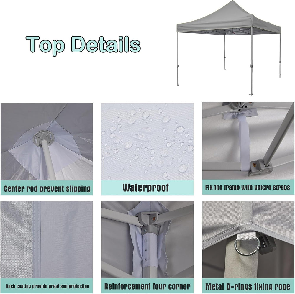 10x10 Canopy Replacement Top,Pop Up Tent Cover for Straight Leg Frame