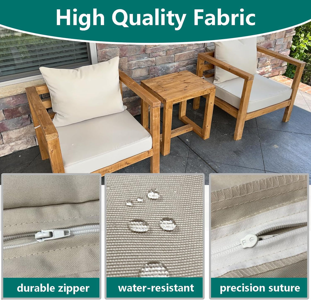 Outdoor Seat Cushion Cover Set of 4, 24 x 24 x 4 Inch, Tan