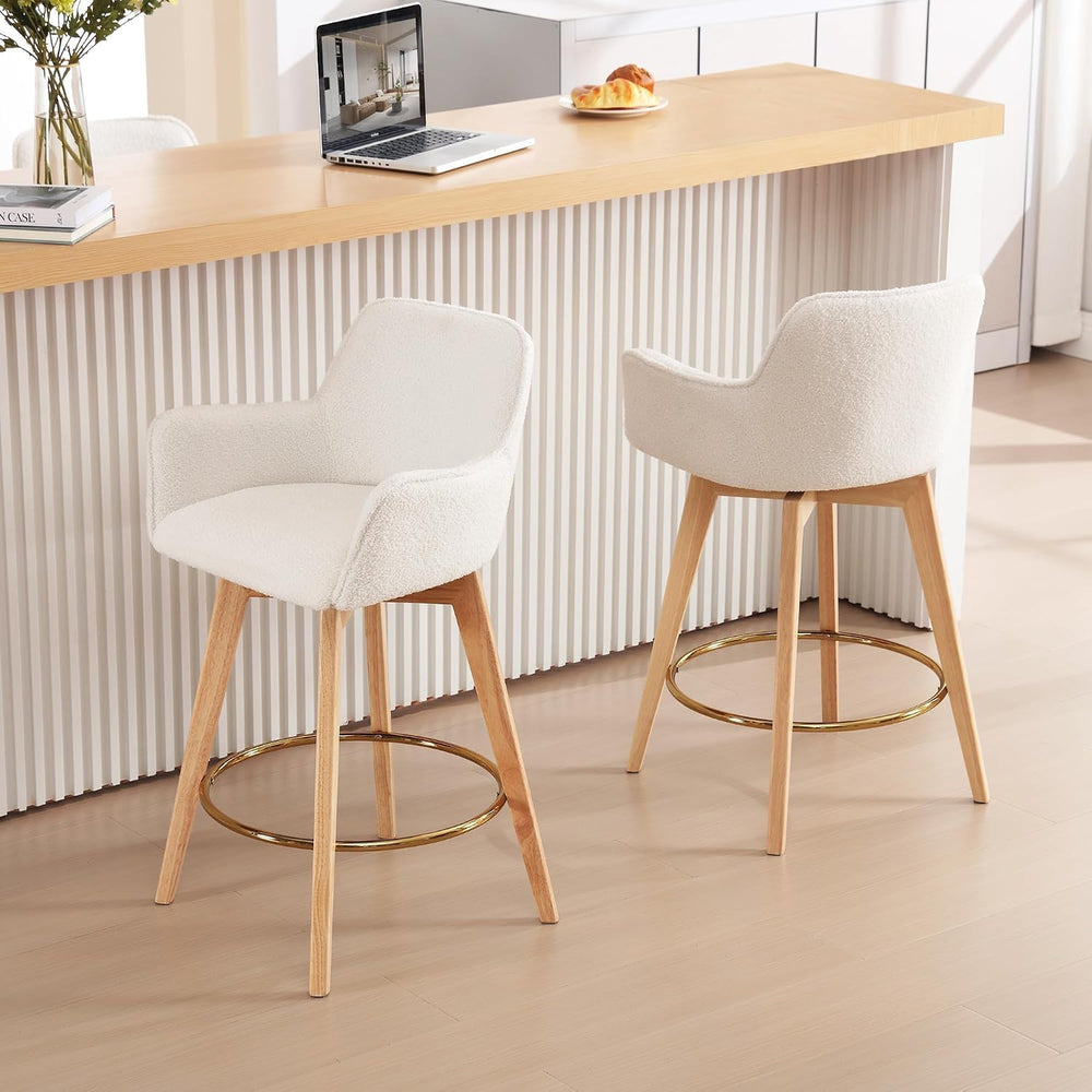 ONEVOG Boucle 26" Counter Height Bar Stools Set of 4, Swivel Modern Kitc...