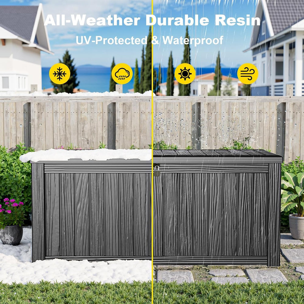 200 Gallon Large Outdoor Storage Box, Black