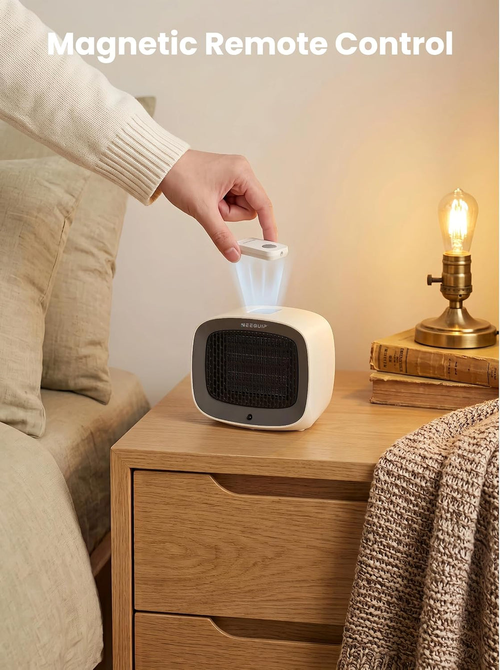 Small Space Heater with Magnetic Remote for Indoor Use