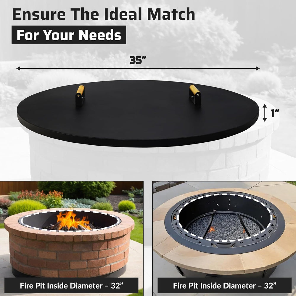 FEBTECH - 35" Round Fire Pit Cover Lid - Fits 32" Fire Pit Fireplac...