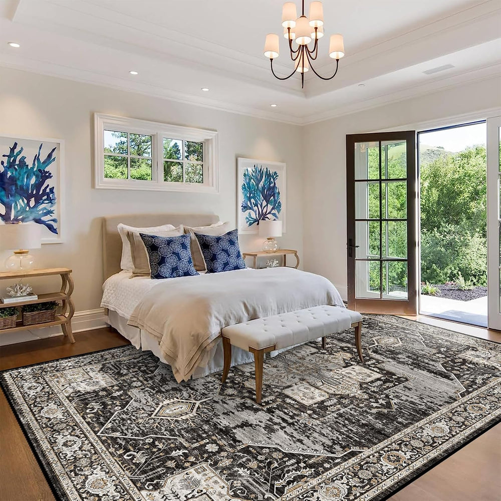RUUGME Washable 9x12 Area Rugs - Large Rugs for Living Room Stain Resistant C...