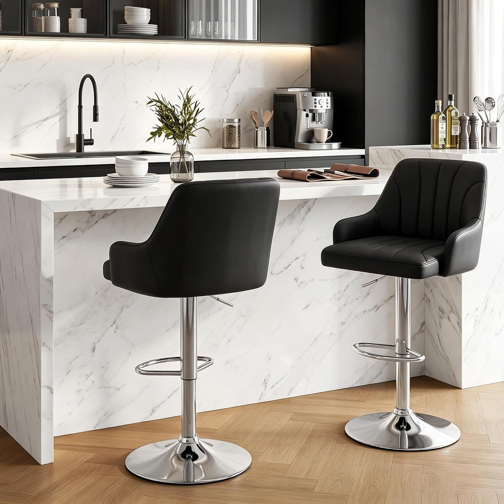 VECELO Bar Stools Set of 2, Adjustable Barstools, Counter Height Stools with ...