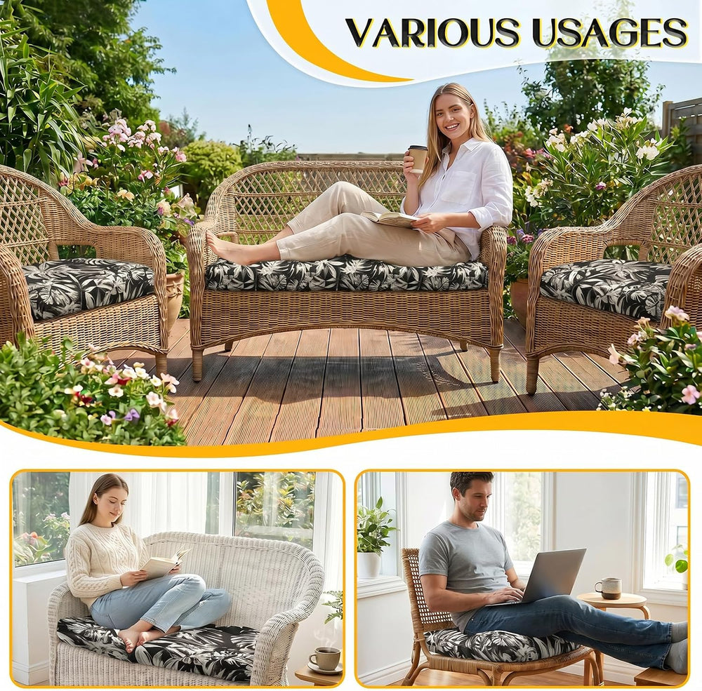 1 MIDDLE ONE Wicker Chair Cushions 3 Pieces Set for Outdoor Furniture, Replac...