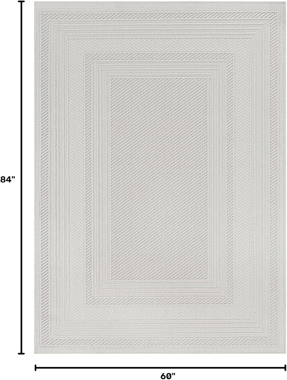 Luul Home Micro Loop Indoor Rug White 5x7 Boho Geometric Neutral Area Rugs fo...
