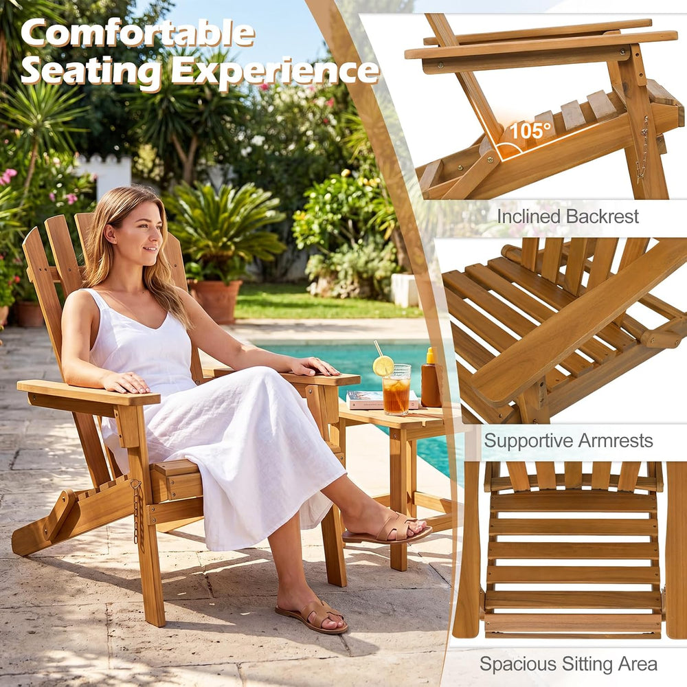 GIANTEX Wooden Adirondack Chair Set of 4 Outdoor Lounger Chair, Folding Adiro...