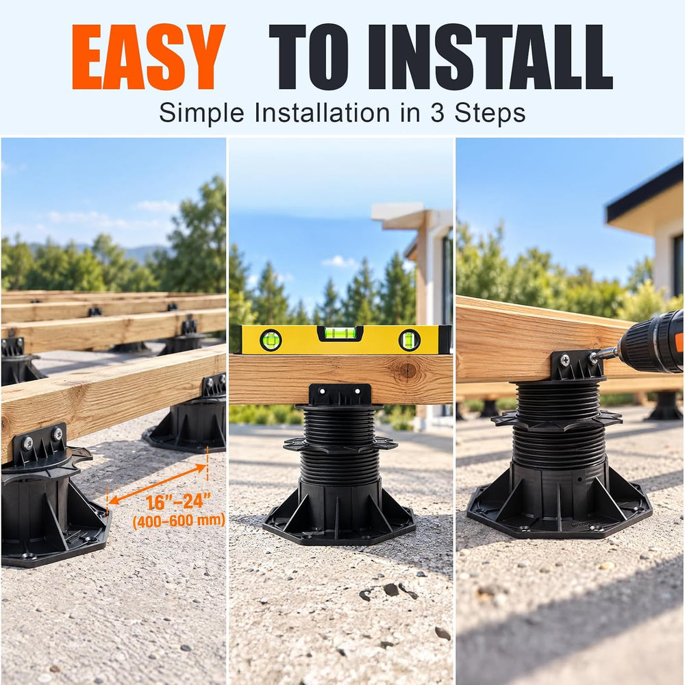 12Pack Adjustable Support Pedestal Foundation Base for Floating Deck Platform...