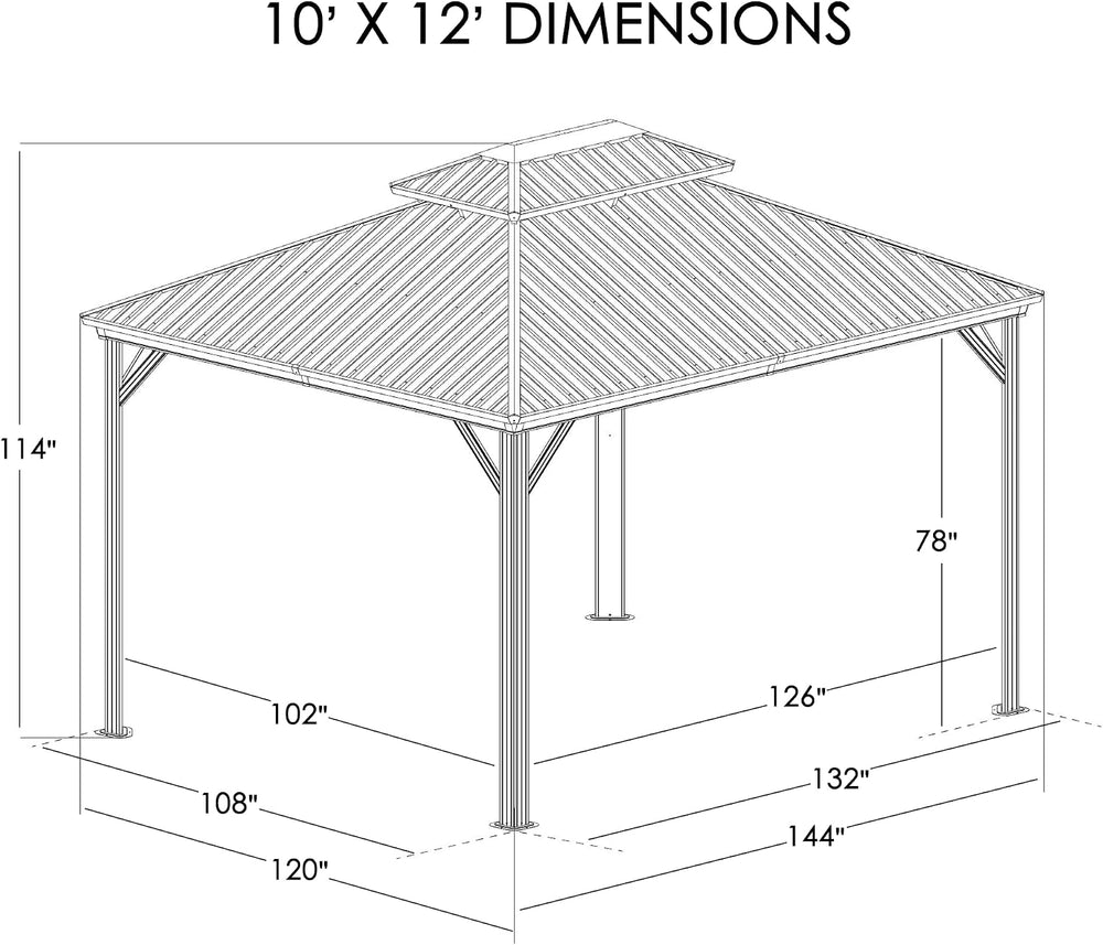Kozyard Caesar 10'x12' Hardtop Gazebo - Permanent Metal Pavilion