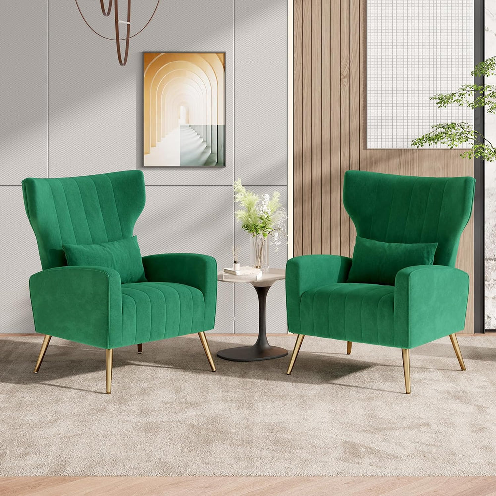 Nalupatio Velvet Accent Chairs Set of 2 Modern High Back Armchair Arm Chair w...