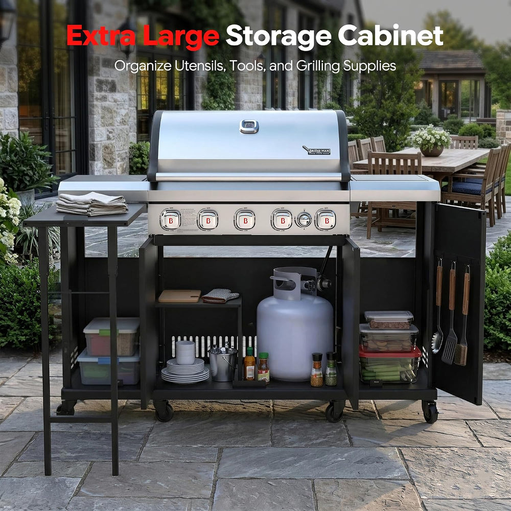 Brand-Man Propane Gas Grill Island Outdoor Kitchen & Storage Cabinets