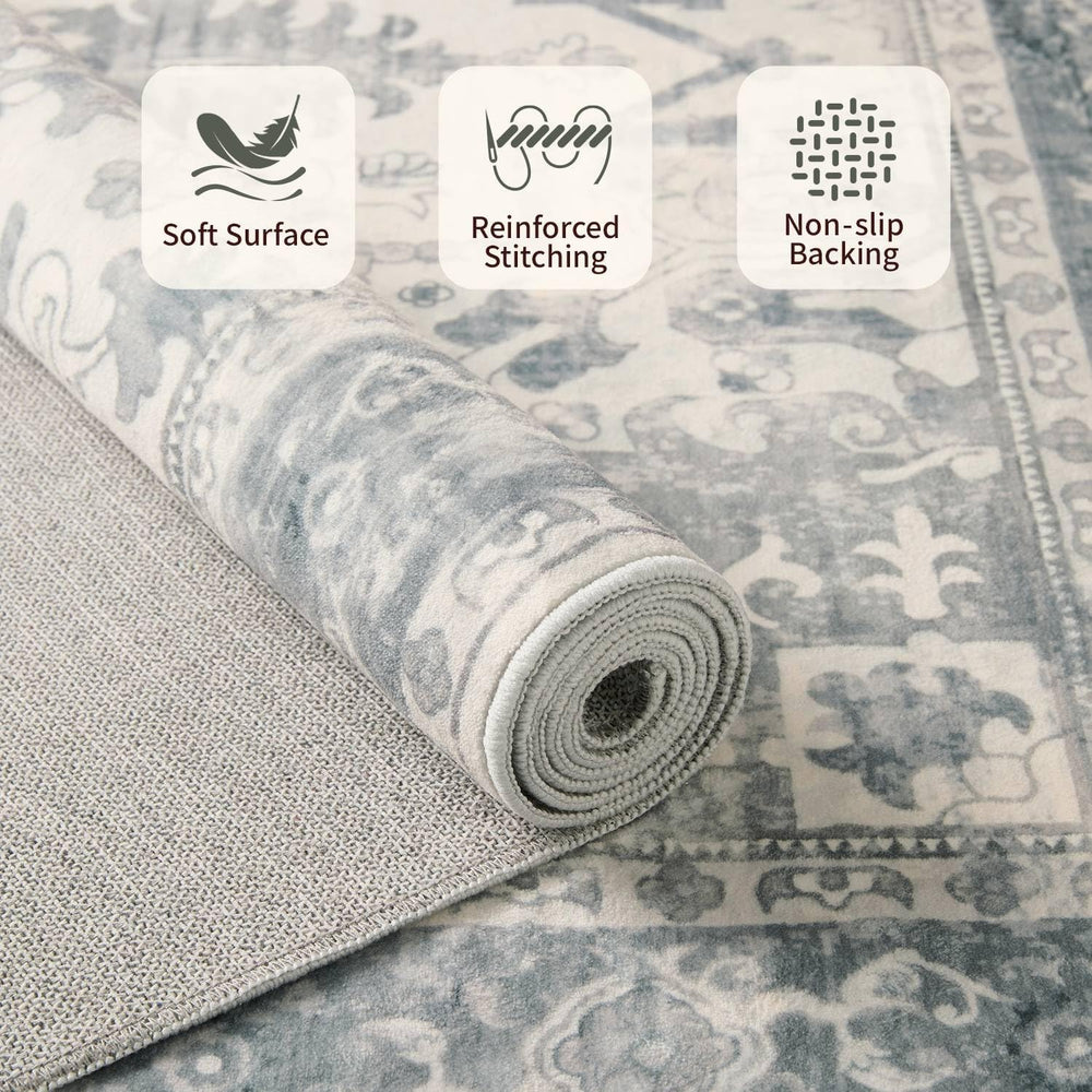 Rugxara 6x9 Washable Area Rug for Living Room,Light Blue Grey