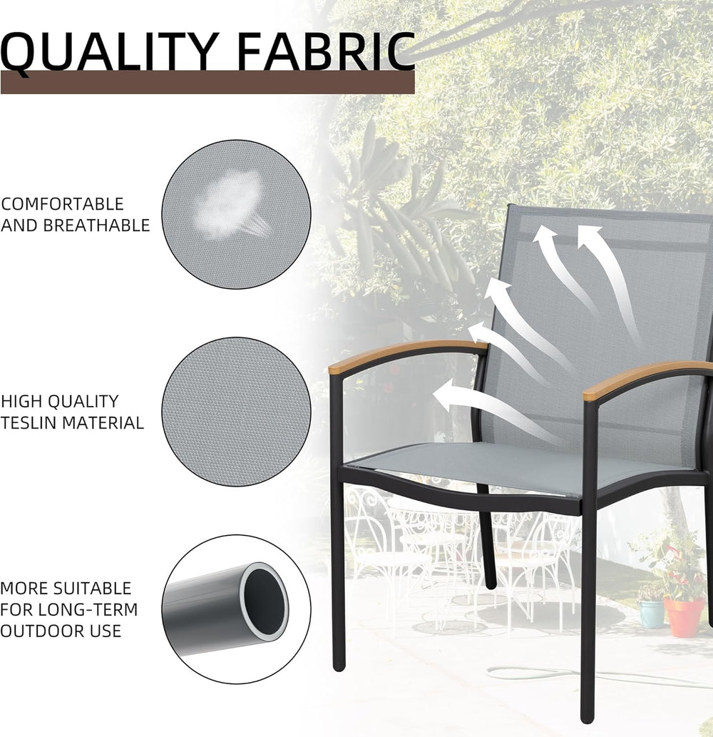 Shintenchi 3 Pieces Patio Bistro Sets, Outdoor Textilene Fabric Conversation ...