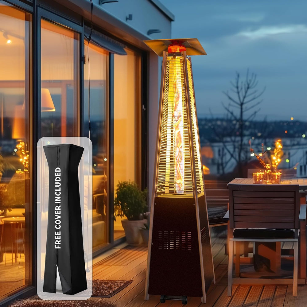 Flame Pyramid Pool Heater, Triple Safety Protection Portable Patio Heater wit...