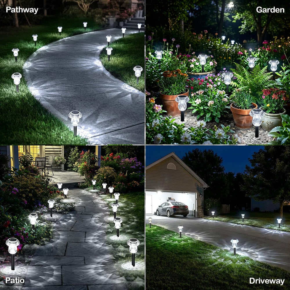 16Pack Solar Garden Lights Outdoor Cool White Mushroom Decor