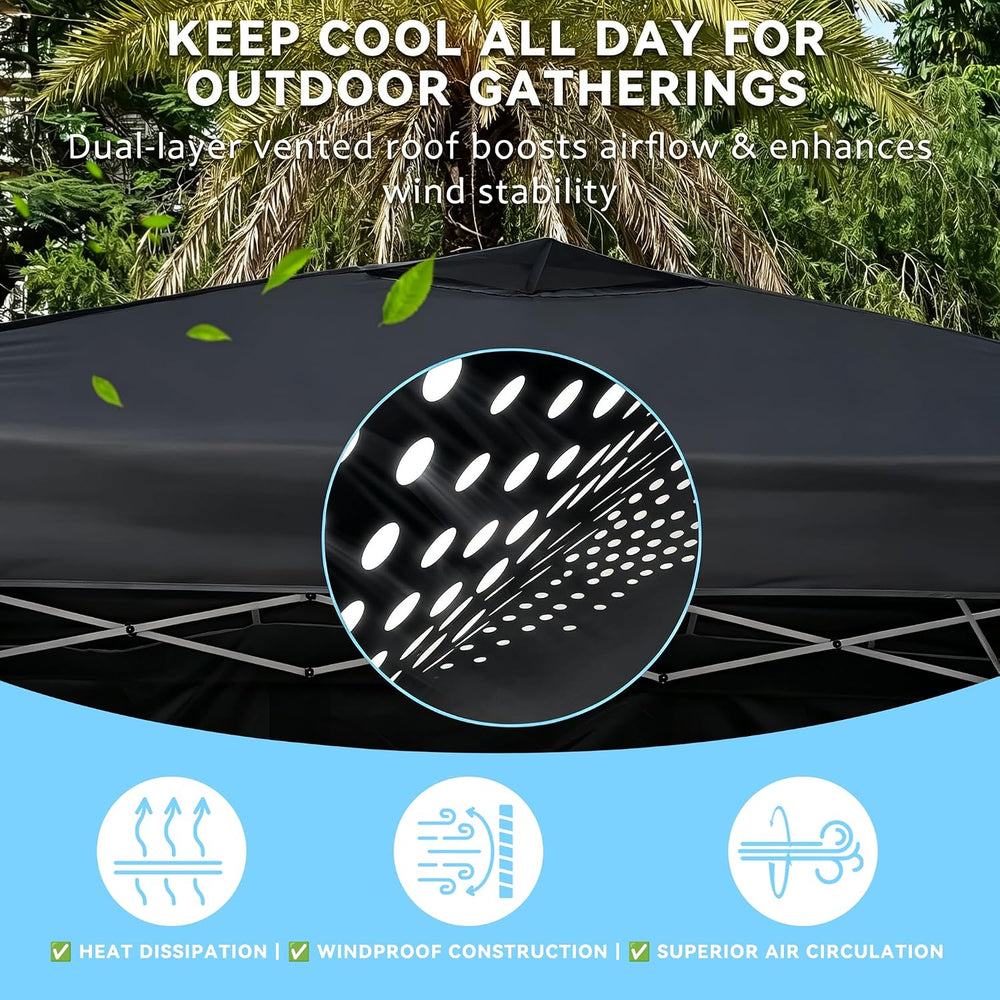 10x10 Pop Up Canopy Tent with 3 Sidewalls & Double Roof Vents