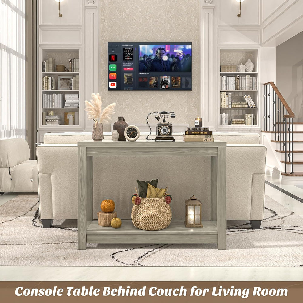Besiost Small Farmhouse Wood Entryway Table Narrow Console Table with Storage...