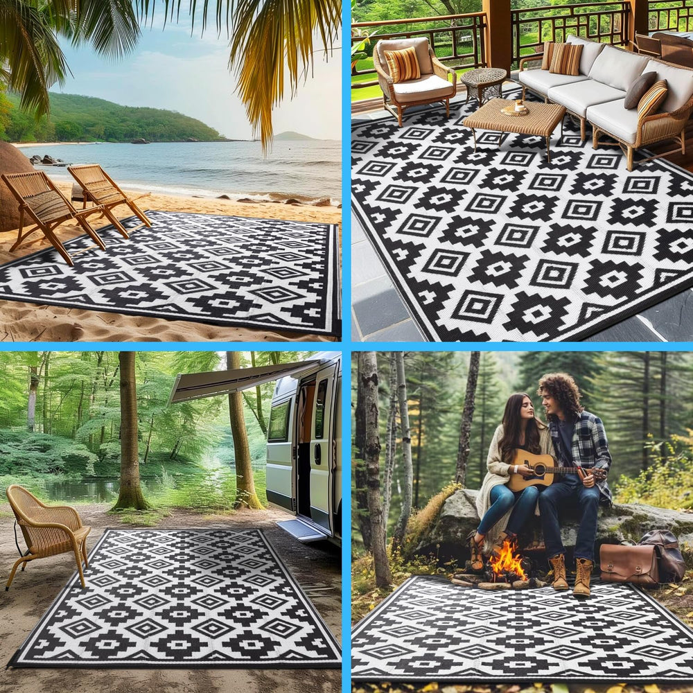Shilucheng 8x10 ft Outdoor Rug for Patio, Modern Waterproof Area Rug