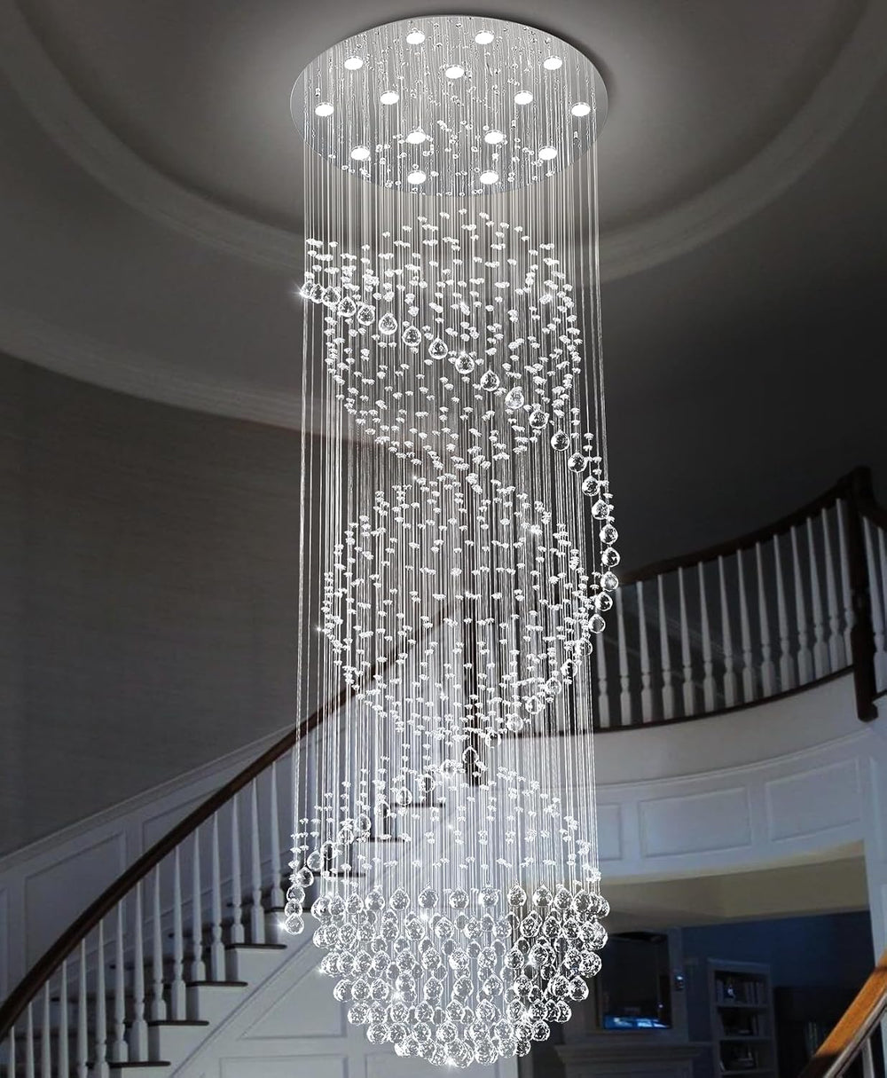 D40'' x H120'' Crystal Chandelier for Entryway High Ceiling C...