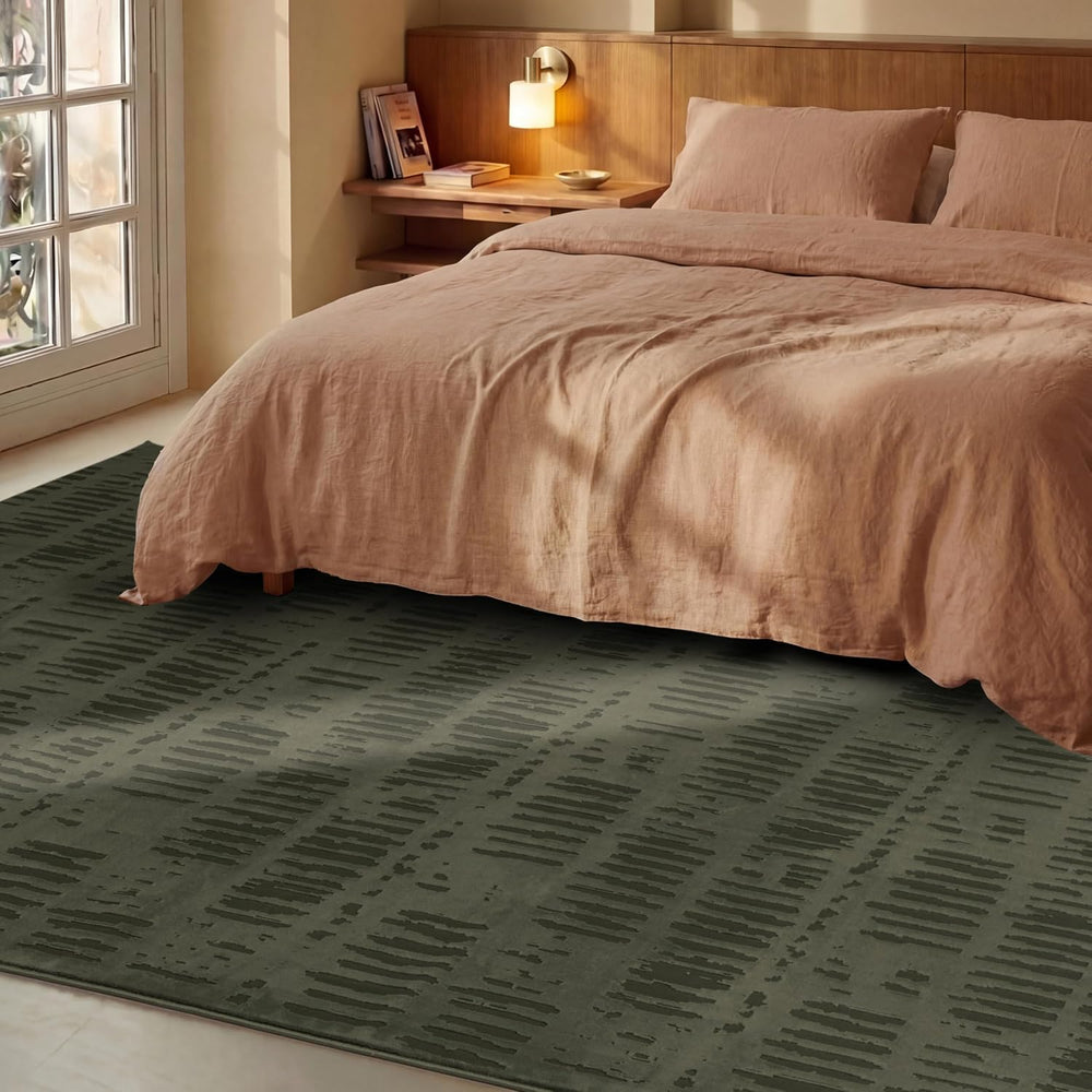 Revival Rugs Shell 9'x12' Area Rugs - Washable, Medium Pile, Green