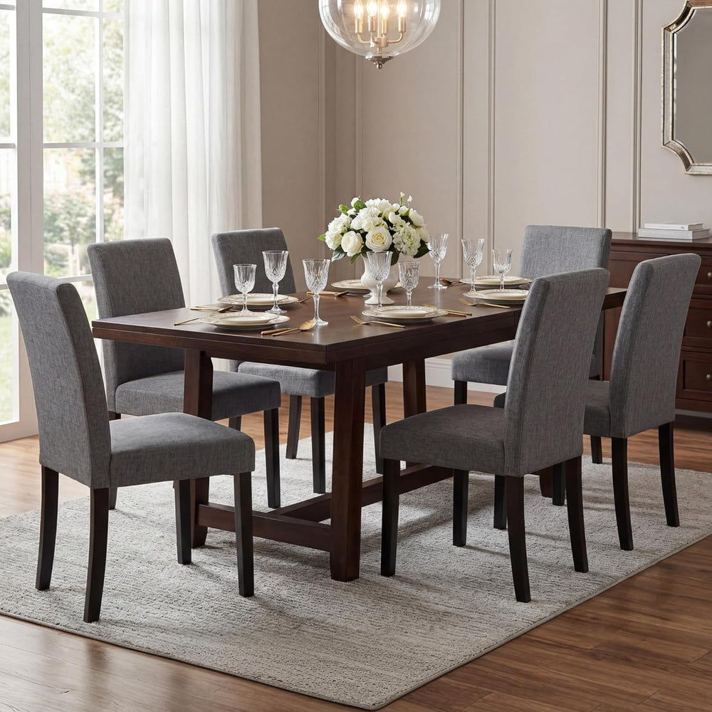 LSSBOUGHT Modern Dining Chair Set of 2 Urban Style Linen Kicthen Chairs with ...