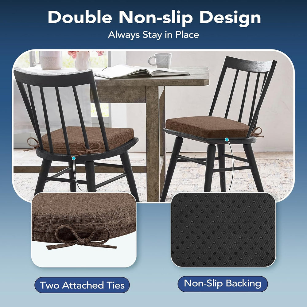 Chair Cushions for Dining Chairs, Non Slip Chair Pads with Ties and Washable ...