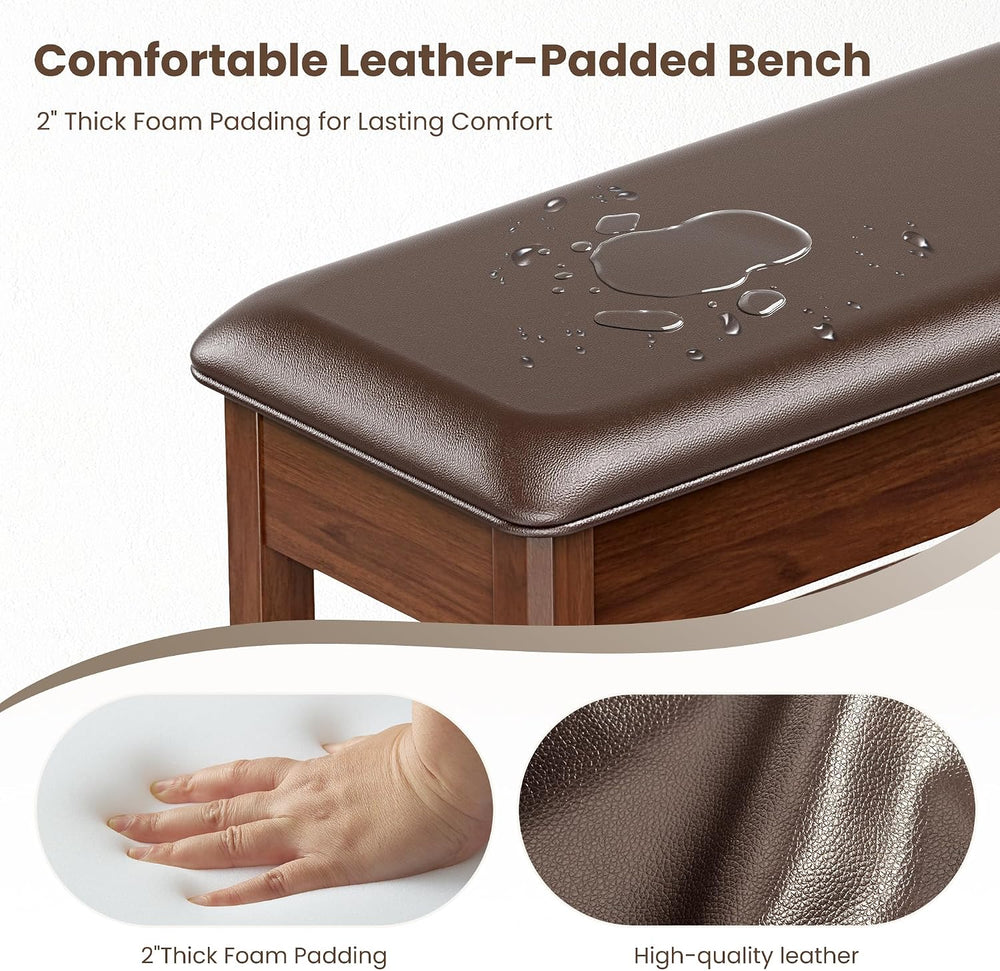 LBT Shoe Bench with Storage, Solid Rubberwood Shoe Rack Bench for Entryway