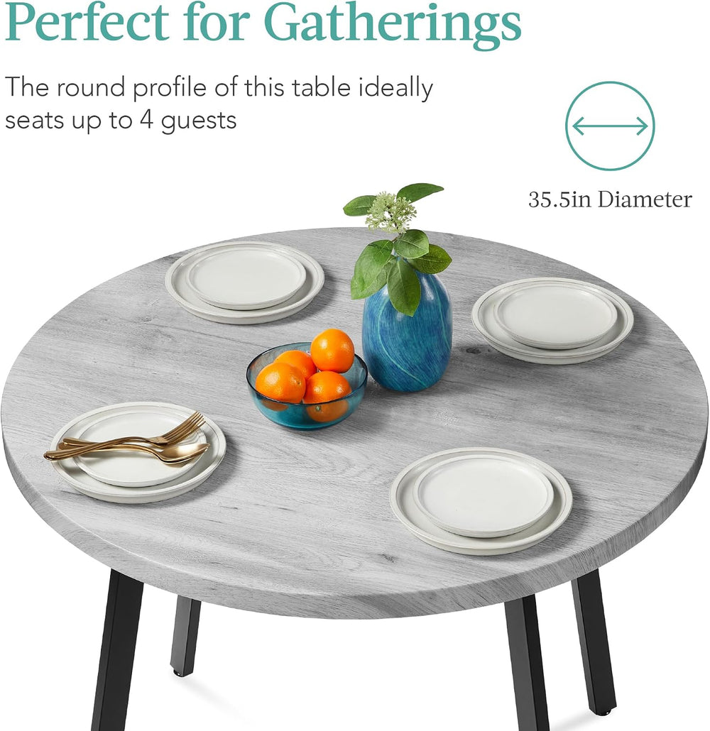 Best Choice Products Round Dining Table 35.5”, Mid-Century Modern Kitchen Tab...