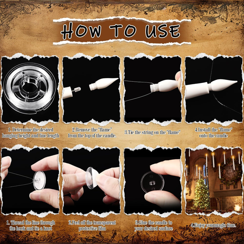 Onebird 36 Pcs Halloween LED Magic Hanging Floating Candles, Taper Flickering...