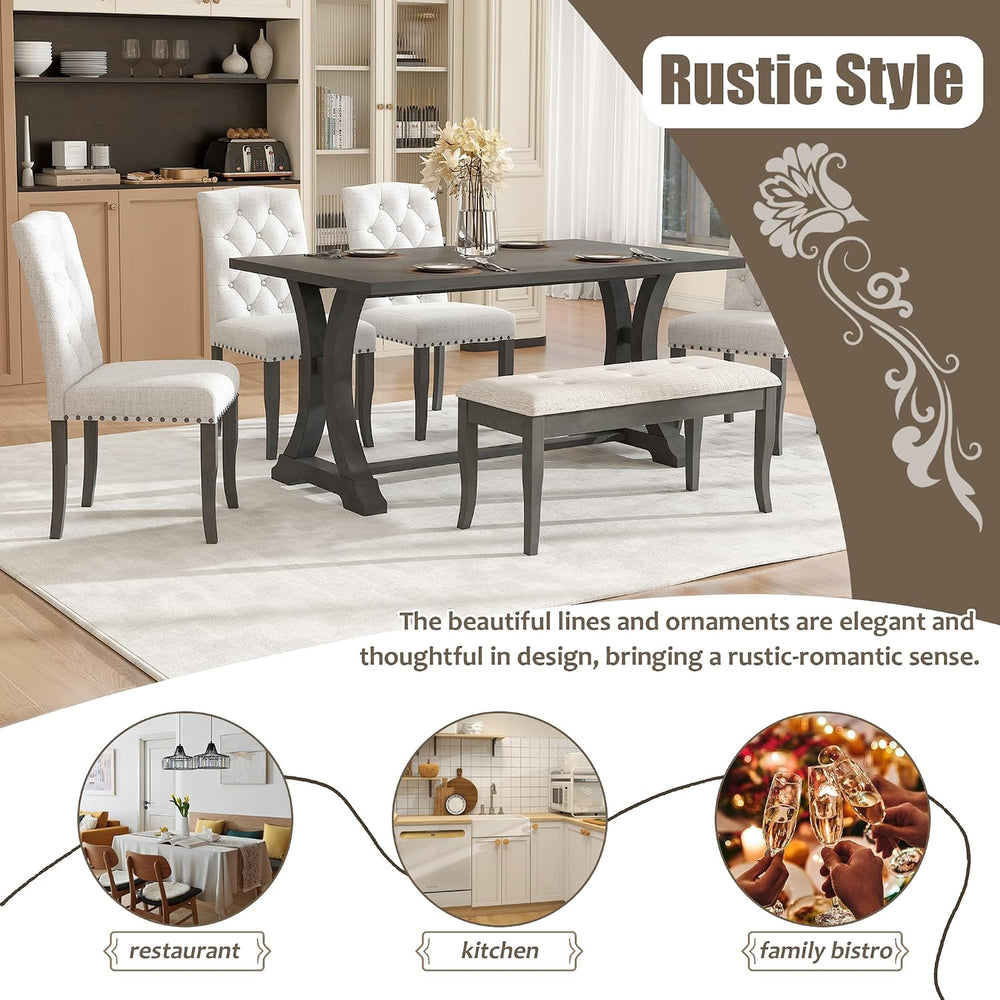 Harper & Bright Designs Classic and Traditional Style 6 - Piece Dining Se...