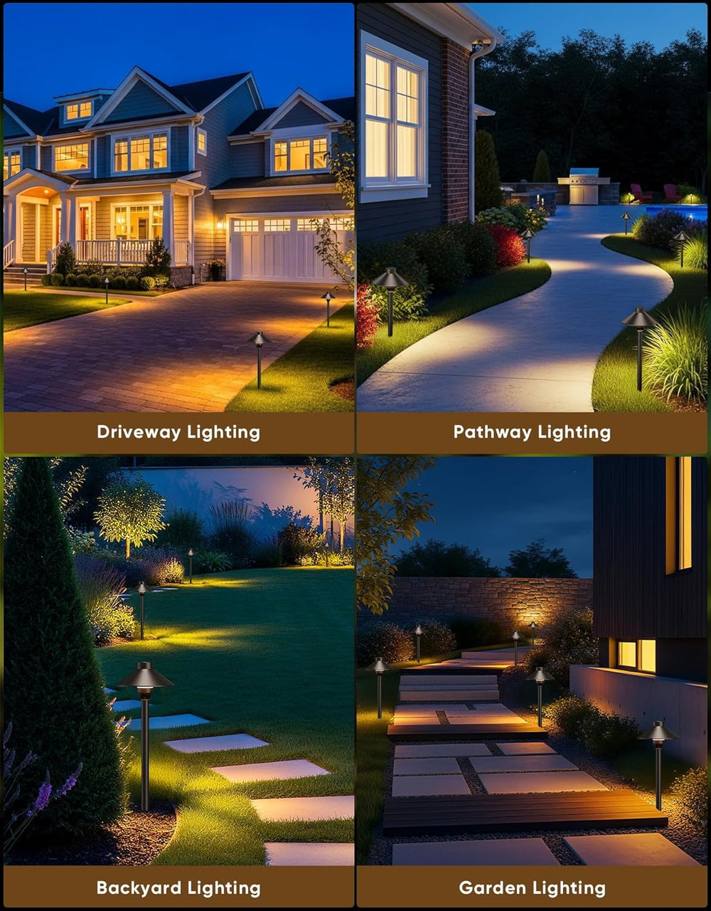 PARTPHONER Low Voltage Landscape Lighting 6-Pack, Aluminum 12V Pathway Lights...